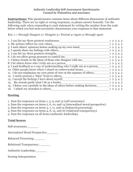 leadership assessment self questionnaire authentic created