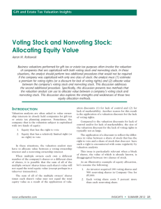 Voting Stock and Nonvoting Stock: Allocating Equity Value
