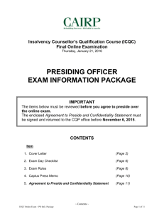 presiding officer exam information package
