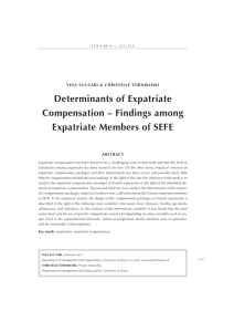 Determinants of Expatriate Compensation – Findings among