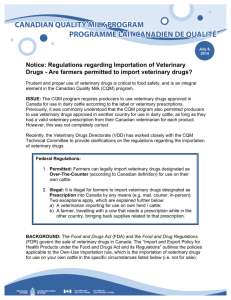 Notice: Regulations regarding Importation of Veterinary Drugs