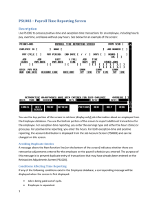 PS1002 – Payroll Time Reporting Screen