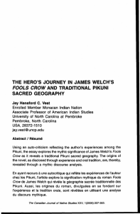 the hero's journey in james welch's fools crow and traditional pikuni