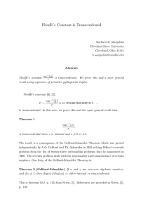 Plouffe's Constant is Transcendental