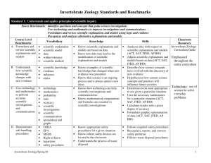 Invertebrate Zoology Standards and Benchmarks