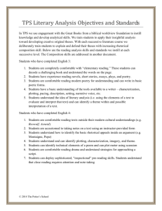 TPS Literary Analysis Objectives and Standards