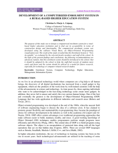 development of a computerized enrolment system in a rural