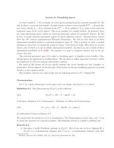 Lecture 6: Classifying spaces A vector bundle E → M is a family of