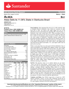 Alsea Sells its 11.06% Stake in Starbucks Brazil