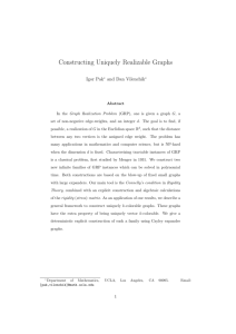 Constructing Uniquely Realizable Graphs