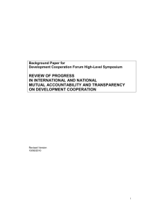 Background Document: Review of Progress in International and