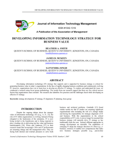 developing information technology strategy for business value