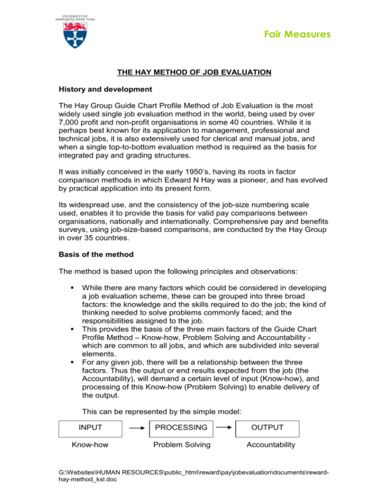 The Hay Method Of Job Evaluation