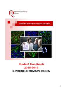 Student Handbook 2015-2016 Biomedical Sciences/Human Biology