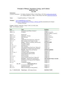 Principles of Biology: Organisms, Ecology, and Evolution BIOLOGY