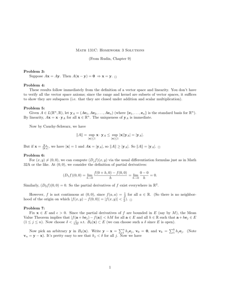 Math 131c Homework 3 Solutions From Rudin Chapter 9