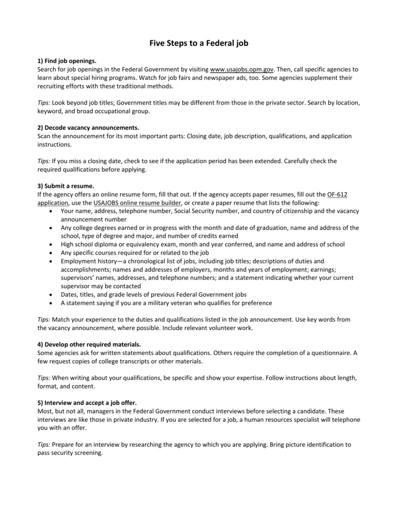 Usa Jobs Questionnaire Federal Resume