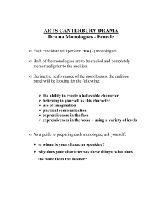 ARTS CANTERBURY DRAMA Drama Monologues