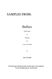 BULLIES: Monologues on Bullying for Teens and Adults
