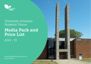 Media Pack and Price List - University of Sussex Students' Union