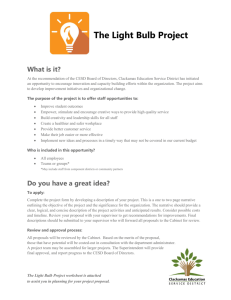 The Light Bulb Project Overview and Worksheet