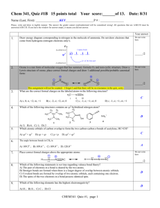 Chem 341, Quiz #1B 15 points total Your score:______of 13. Date: 8