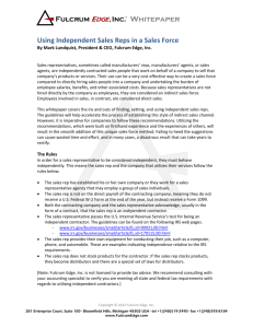 Whitepaper Using Independent Sales Reps in a Sales Force