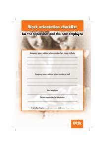 Work orientation checklist, 2010