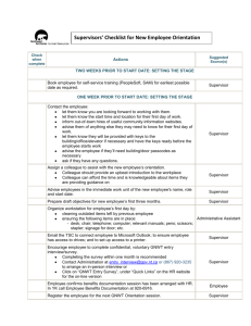 Supervisors' Checklist for New Employee Orientation