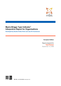 Myers-Briggs Type Indicator® Interpretive Report for
