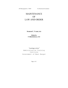 Maintenance of Law and Order - Administrative Training Institute