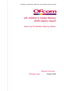 UK children's media literacy 2009 interim report annex top 50 websites