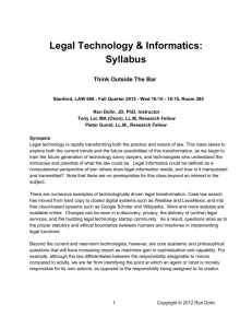 Legal Technology & Informatics: Syllabus