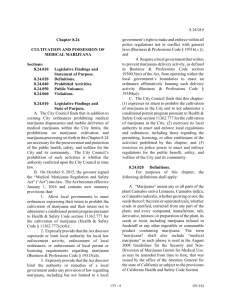 8.24 Cultivation and Possession of Medical Marijuana