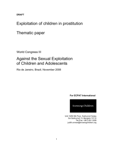 Exploitation of children in prostitution Thematic paper Against the