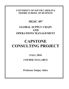 capstone consulting project - Darla Moore School of Business