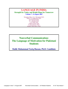 LANGUAGE IN INDIA Nonverbal Communication: The Language of