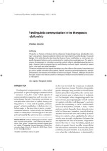 49 Paralinguistic communication in the therapeutic relationship