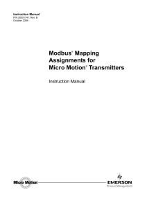 Modbus Mapping Assignments for Micro Motion Transmitters