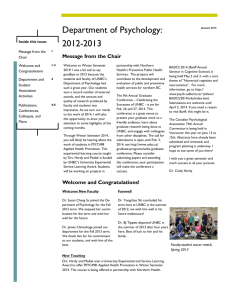 Psychology Newsletter 2012-2013 - University of Northern British