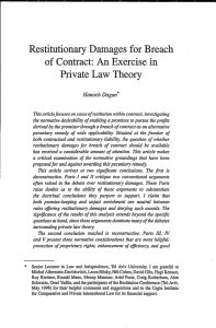 Restitutionary Damages for Breach of Contract: An Exercise in