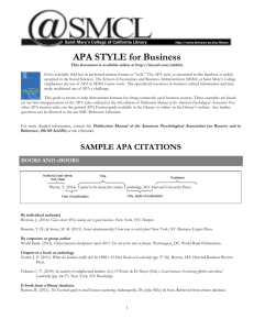 APA Style Guide for Business - Saint Mary's College of California