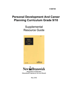 Personal Development And Career Planning Curriculum Grade 9/10