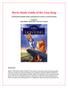 Movie Study Guide of the Lion King
