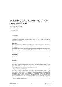 BUILDING AND CONSTRUCTION LAW JOURNAL