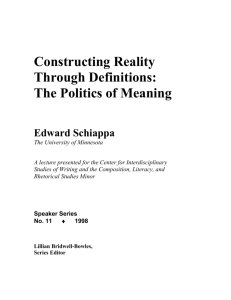 Constructing Reality Through Definitions: The