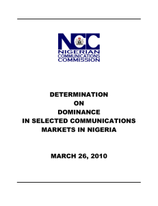 determination on dominance in selected communications markets in