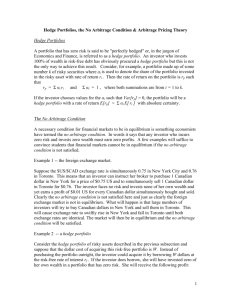 1 Hedge Portfolios, the No Arbitrage Condition & Arbitrage Pricing