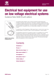 Electrical test equipment for use by electricians GS38