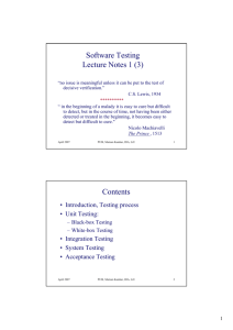 Software Testing Lecture Notes 1 (3) Contents
